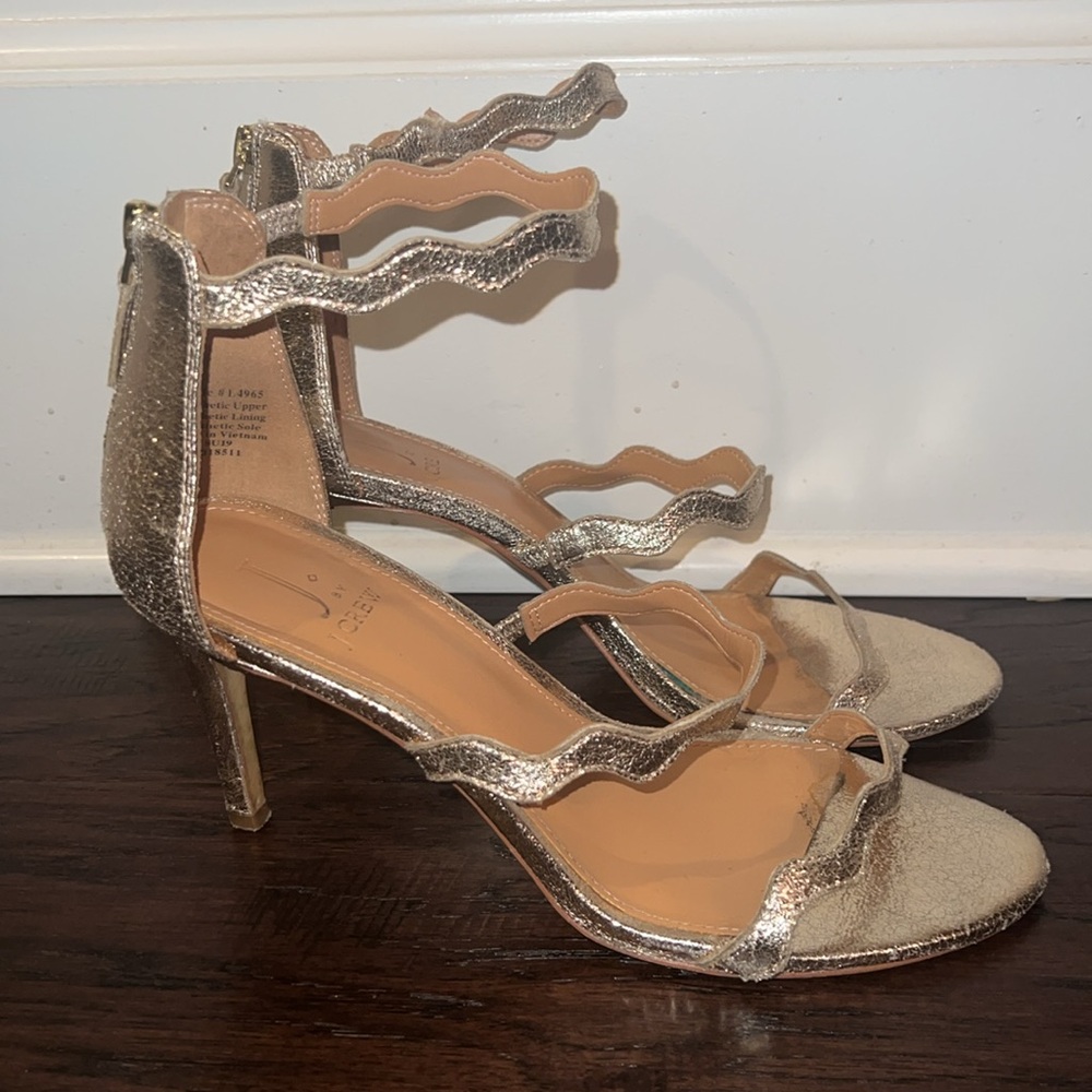 J. Crew Gold Heeled Sandals Size 9